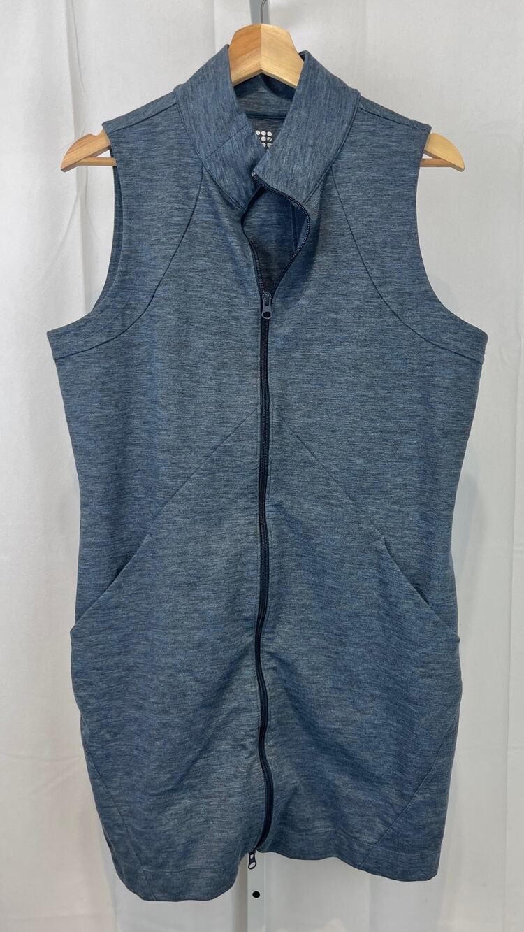 TITLE NINE Passport Dress 2.0 Full Zip Tunic Vest Sleeveless Mini Blue Size XL